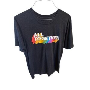 Indeed Pride Graphic T-Shirt Charcoal Gray Rainbow Logo Crewneck Unisex Tee